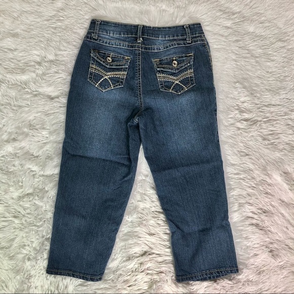 Cato Cropped Jeans Sz 4 Embroidered Pockets - Picture 1 of 7